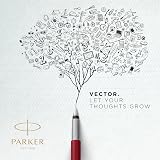 Parker Vector Fountain Pen Stainless Steel Chrome Trim Medium Nib Blue Ink view 4