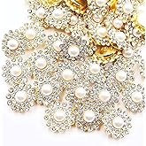 14mm 150pcs Sunflower Sew on Pearls Rhinestones, Jewels Crystals Glass Gems Imitation White Pearl for Crafts, Metal Base Claw Round Rhinestones for Crafting, Clothes Hats Shoes Sewing Accessories