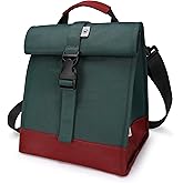 SUNNY BIRD Insulated Lunch Bag Rolltop Lunch Box Tote Lunchbox Bag for Women, Men, Adults and Teens (Green)