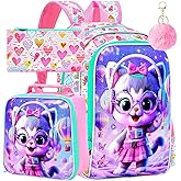 WZLVO 3PCS Kids Backpack for Girls, Unicorn Dinosaur Animal Prechool Elementary Kindergarten School Bookbag with Lunch Box