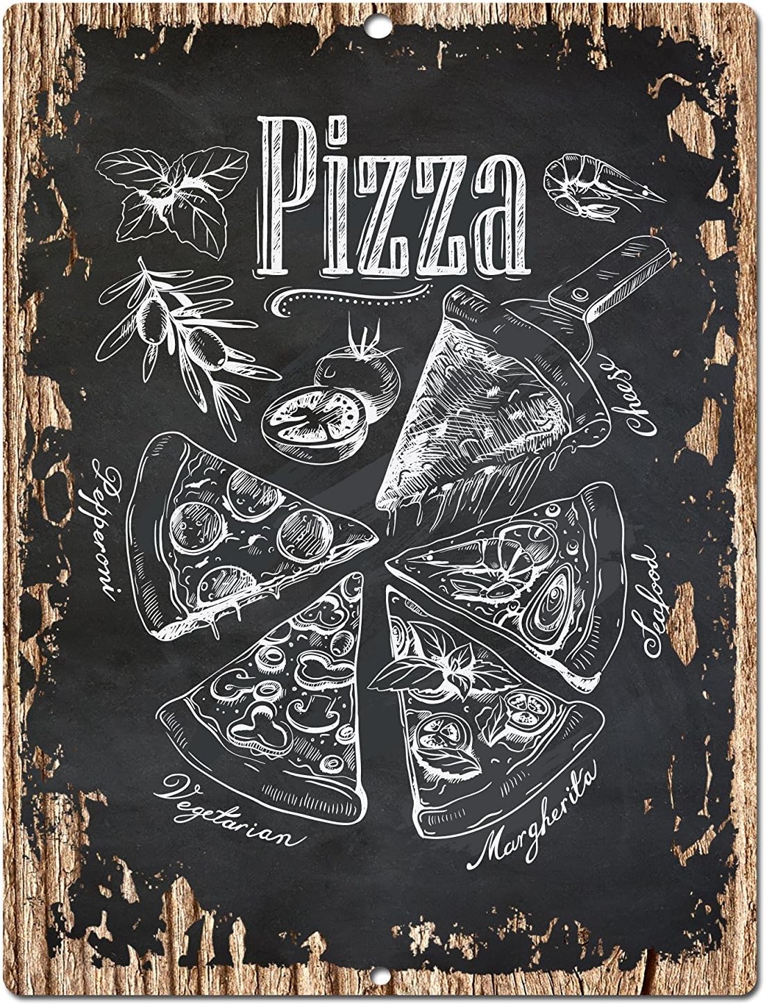 Chic Sign Pizza Home Kitchen Wall Decor 9"x12" Metal Plate Sign Home Store Cafe Decor Plaques 0574