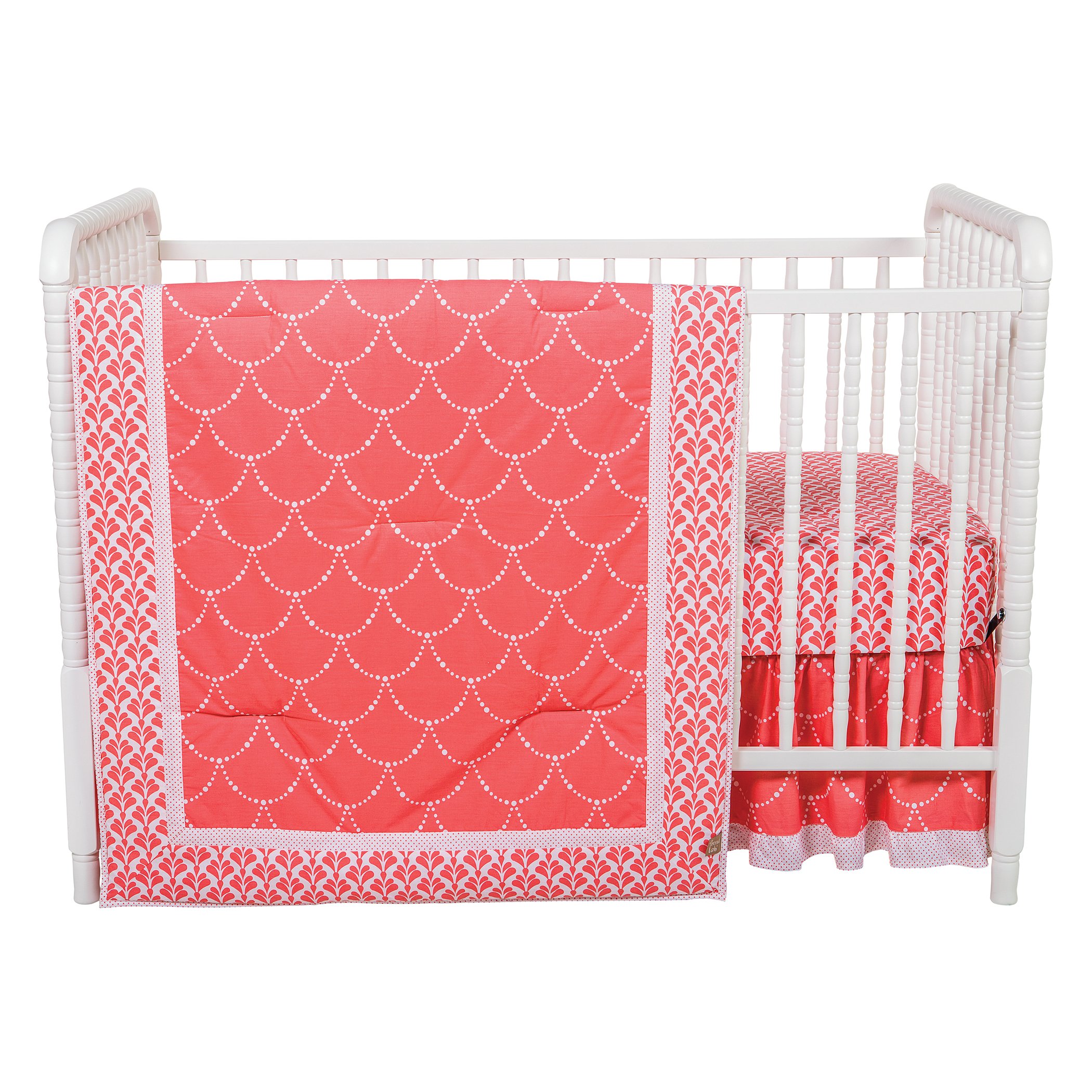Trend Lab Shell 3 Piece Crib Bedding Set, Coral/White Pricepulse