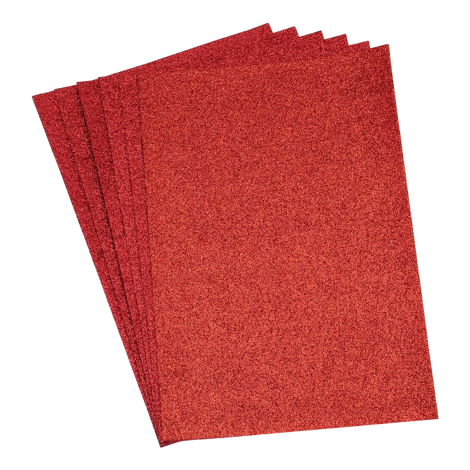 Rebower Glitter Soft Felt Fabric Sheets Acrylic Craft Sheets [for DIY Craft Hobby Hair Bow Costumes Decorations] - 11.8 x 7.8 Inch/Red / 6PCS