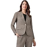 Kasper Women's Petite Tweed ONE Bttn Shawl Collar JKT with Zip, Chocolate Multi