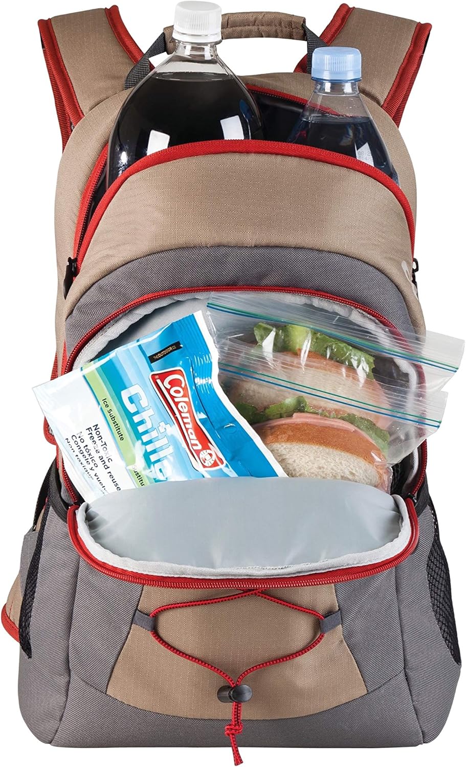 Coleman Soft Cooler Backpack | 28 Can Cooler, Khaki: Sports & Outdoors