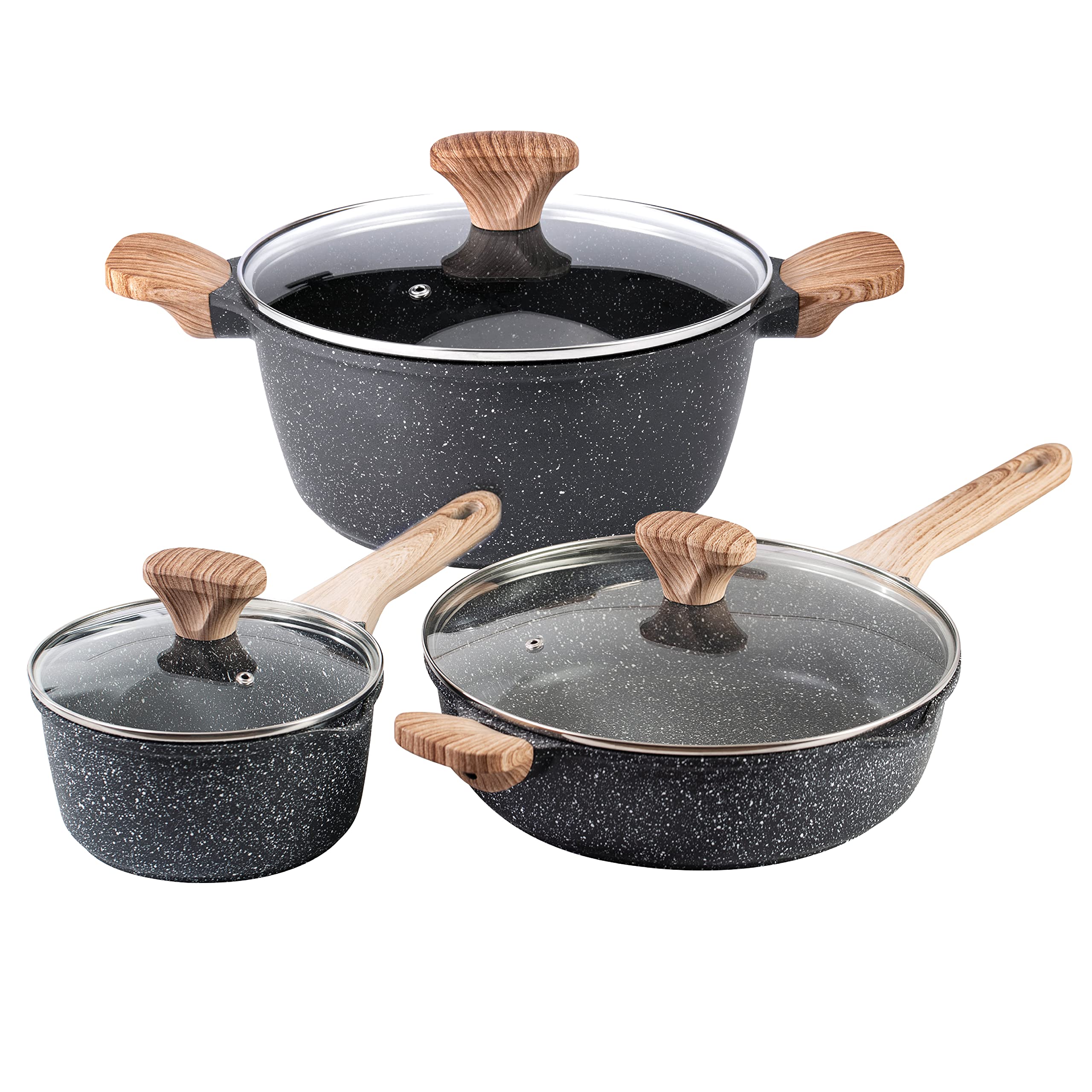Photo 1 of ***FACTORY SEALED***Country Kitchen Non-Stick Cast Aluminum Cookware Set - Durable Kitchen Cookware for Everyday Cooking, Speckled Grey, 6 Pc.