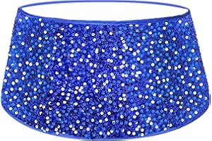 OMKSIH Christmas Tree Collar Blue Tree Skirt Box 23.6 Inches Glitter Tree Collar Christmas Tree Base Cover Basket Sequin Christmas Tree Bottom Christmas Tree Collars for Artificial Trees All Seasons