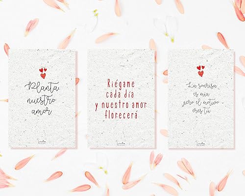 Tarjetas De Amor Plantables Impresas En Papel De Semillas 3 Modelos A Escoger Envio Seguro Amazon Es Handmade