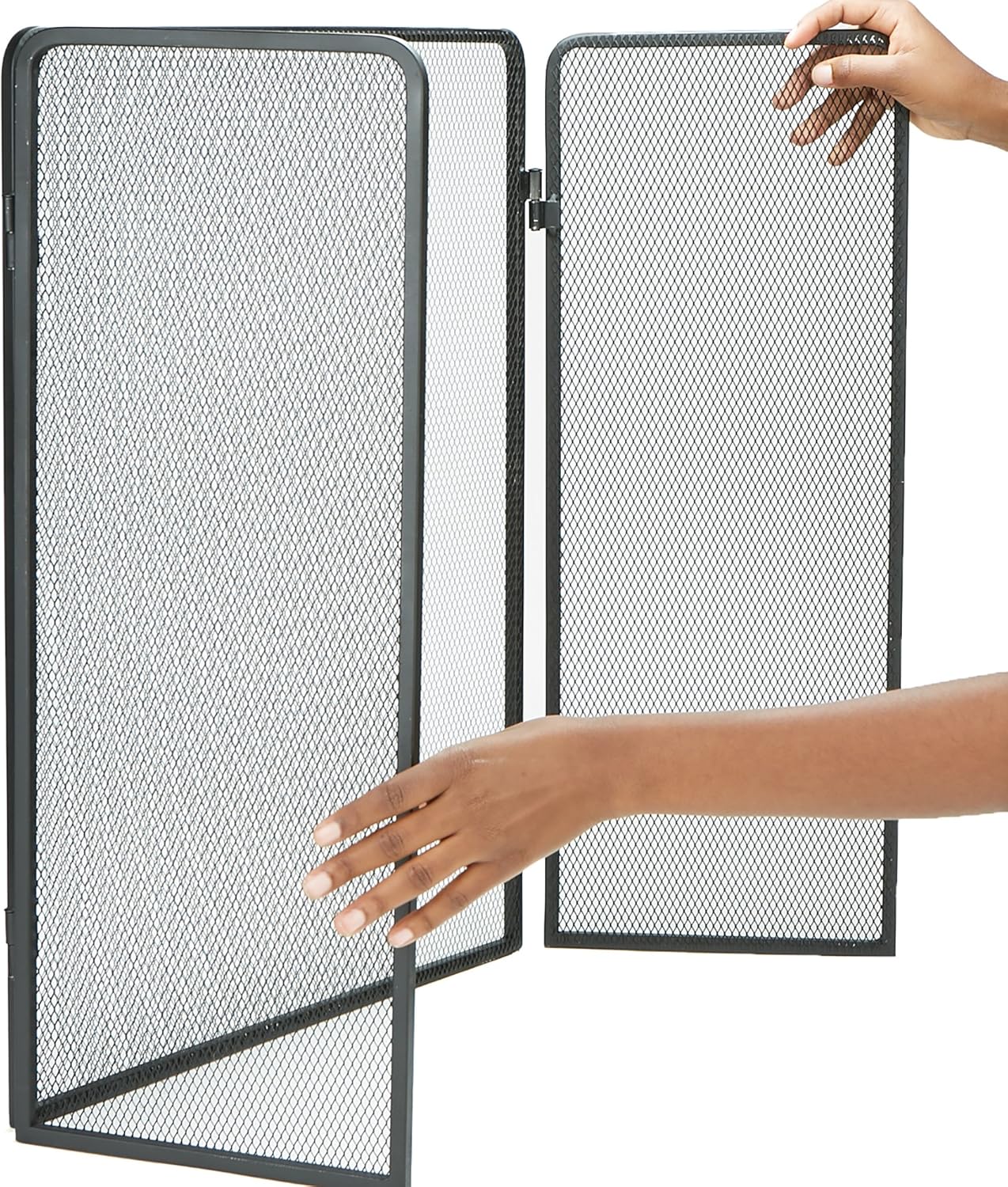 Mind Reader FIRESCREEN-BLK 3 Panel Fire Place Screen Door Panel with Double Bar Black Finish, Black: Home & Kitchen