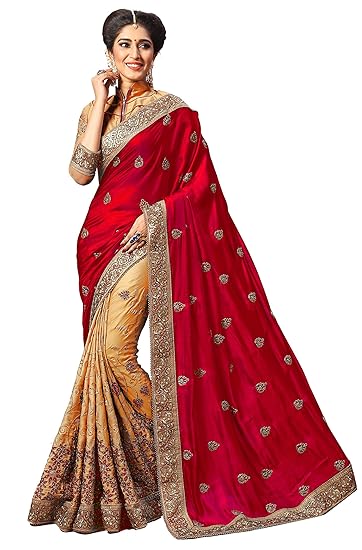 Women's Silk Embroidery Work Saree With Blouse Piece