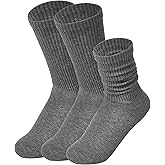 Zonuncix Womens Cozy Crew Socks Cotton Slouch Socks Casual Calf Socks Trouser Dress Socks Boot Socks 3 pairs