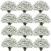 100 Pcs Babys Breath Artificial Flowers, Baby Breath Flowers Artificial Bulk, Real Touch White Fake Flowers, Faux Babies Breath Gypsophila for Wedding Home Decor Floral Arrangement