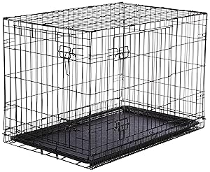 AmazonBasics Single Door & Double Door Folding Metal Dog Crate with Paw Protector