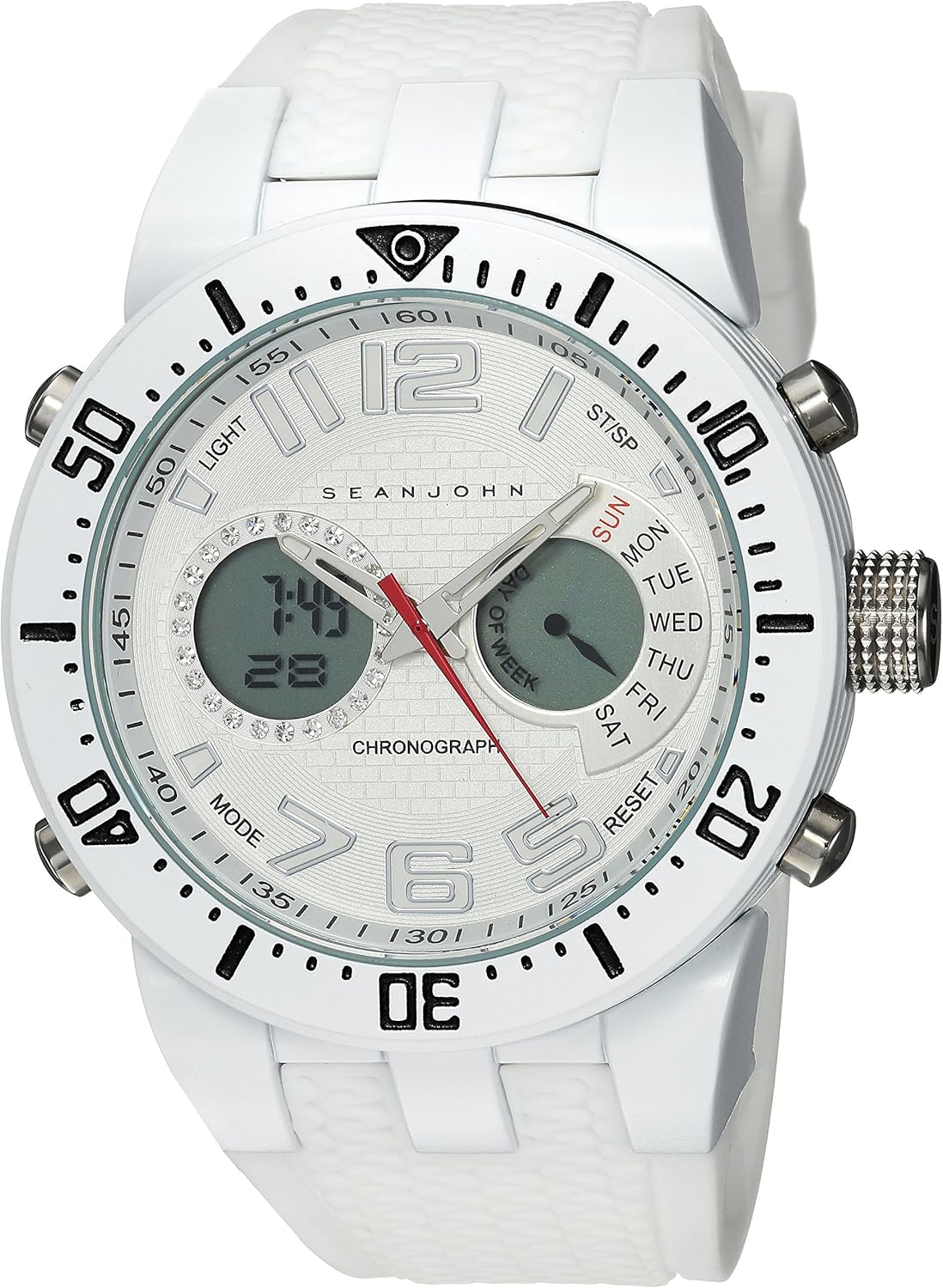 Sean John Men's Lenox AnalogQuartz Watch with Silicone Strap, White, 29 (Model