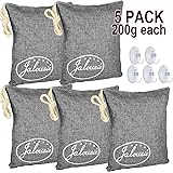 Jalousie Air purify Bamboo Charcoal Bag Odor Removal Odor Absorbing for Kitchen Pet Car Closet Basement Prevent Mold Mildew Dehumidify Remove Excess Moisture (200g X 5 Grey)