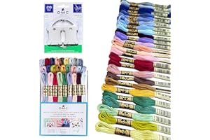 DMC Embroidery Floss Kit,Gold Collection,DMC Embroidery Thread Pack,27 Assorted Colors Bundle with 28 DMC Plastic Floss Bobbi