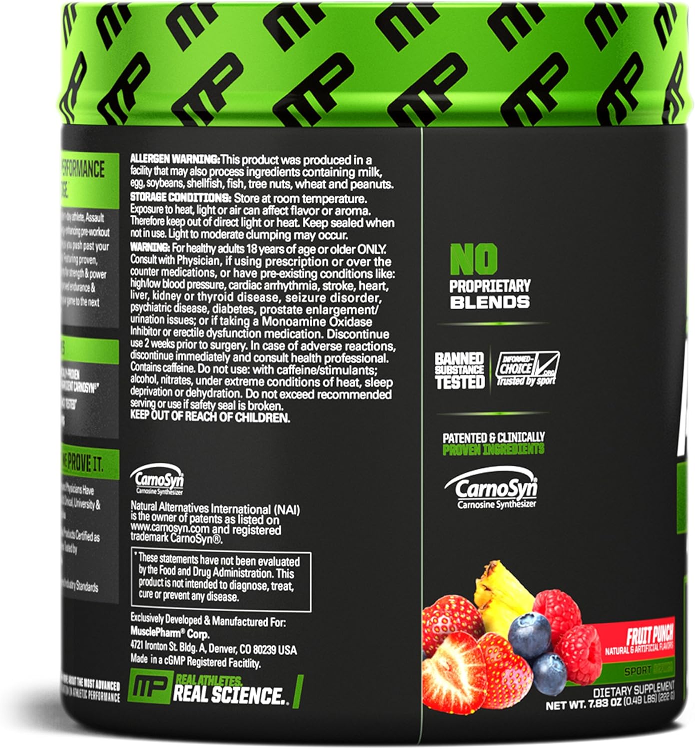 MusclePharm Assault Pre-Workout Powder with High-Dose Energy, Focus, Strength, and Endurance, Fruit Punch, 30 Servings: Health & Personal Care