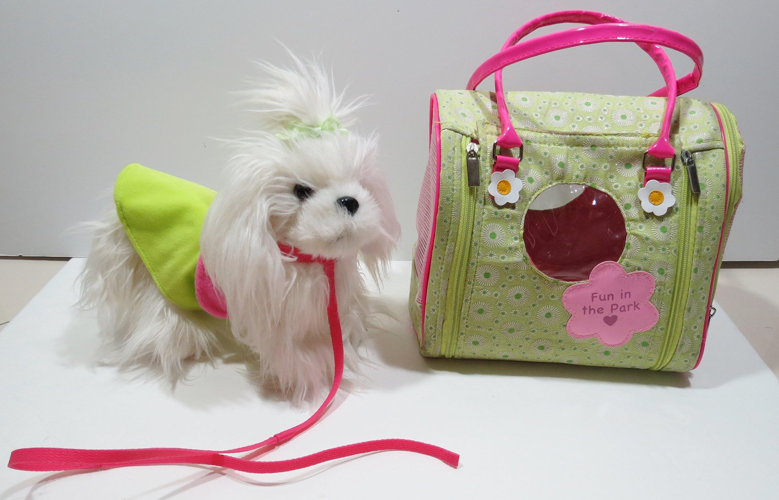 Fun in the Park Pucci Pups Dog Carrier with White Shitsu Plush