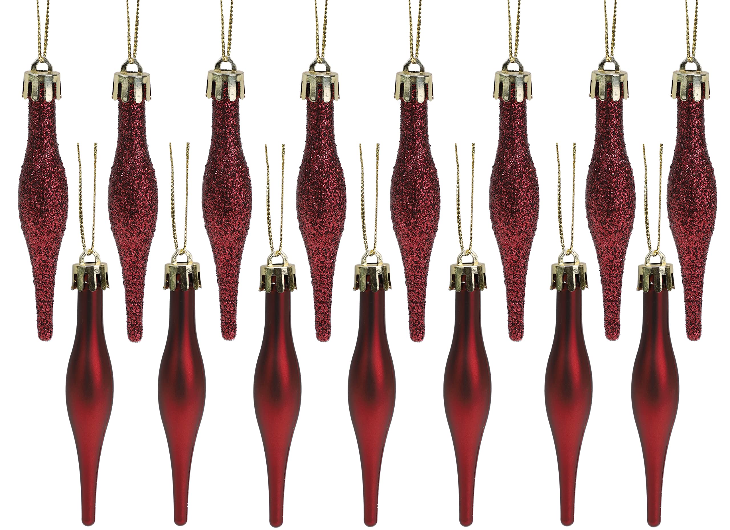 Christmas Concepts® Pack Of 15-85mm (3.4") Droplet Baubles - Matte & Glitter Design - Christmas Baubles (Rioja Red)