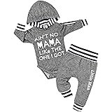 Newborn Infant Baby Boy Clothes Long Sleeve Stripe Letter Print Romper Pants And Hat Outfits Set Black 3 6 Months