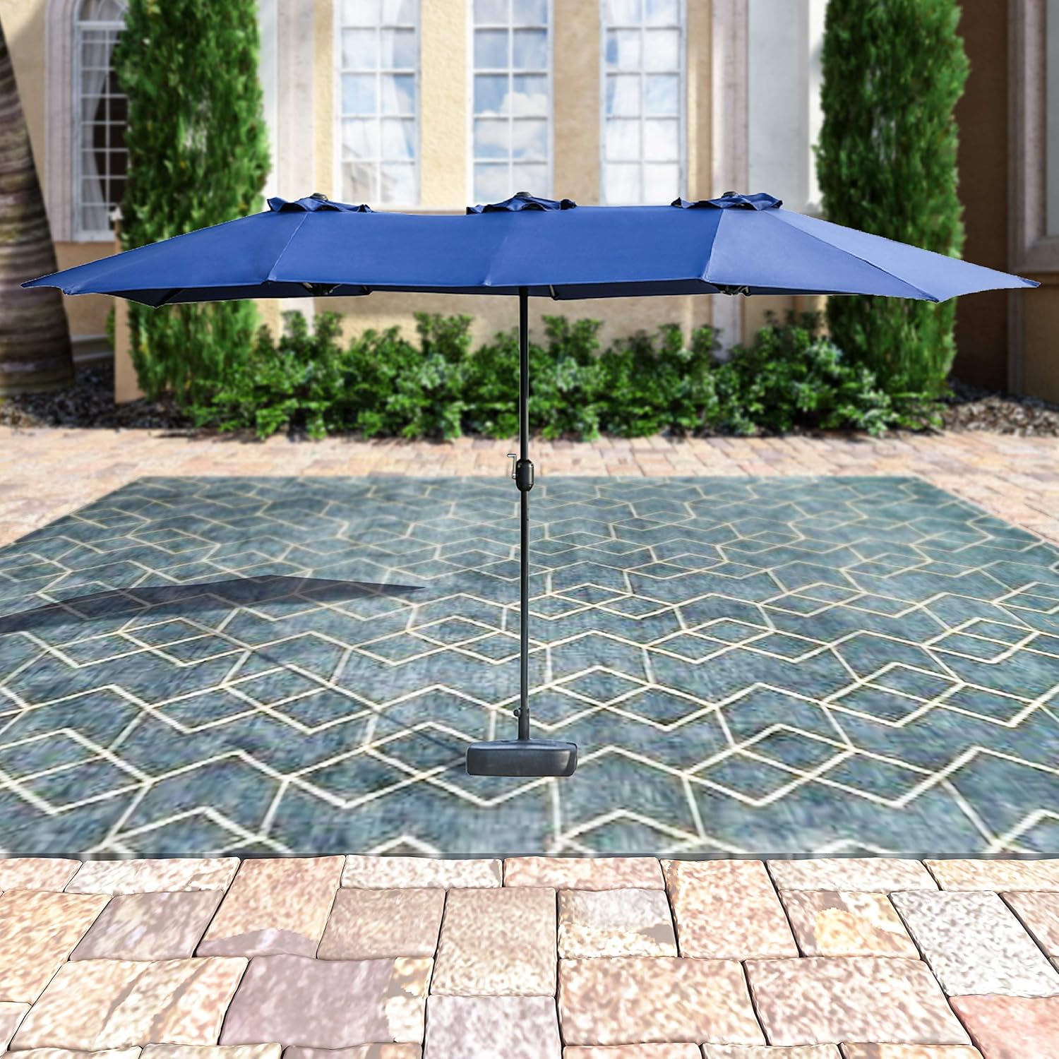 Amazon Com Patiofestival Double Sided Outdoor Umbrella 15x9 Ft Aluminum Garden Large Umbrella With Tilt And Crank For Market Camping Swimming Pool Middle Blue Garden Outdoor