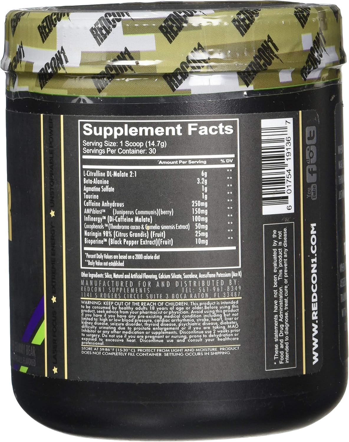 Redcon1 Total War - Pre Workout Powder, 30 Servings, (Sour Gummy) Boost Energy, Increase Endurance and Focus, Beta-Alanine, 350mg Caffeine, Citrulline Malate, Nitric Oxide Booster - Keto Friendly: Health & Personal Care