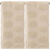 Mindsoft 2 Pcs Fall Hand Towels 3D Pumpkin Jacquard,Beige | 100% Cotton, Soft Absorbent Weave, Bathroom Kitchen Dish Decor Gift, Autumn Thanksgiving Pumpkin Towels, 13.7 x 29.5 Inch