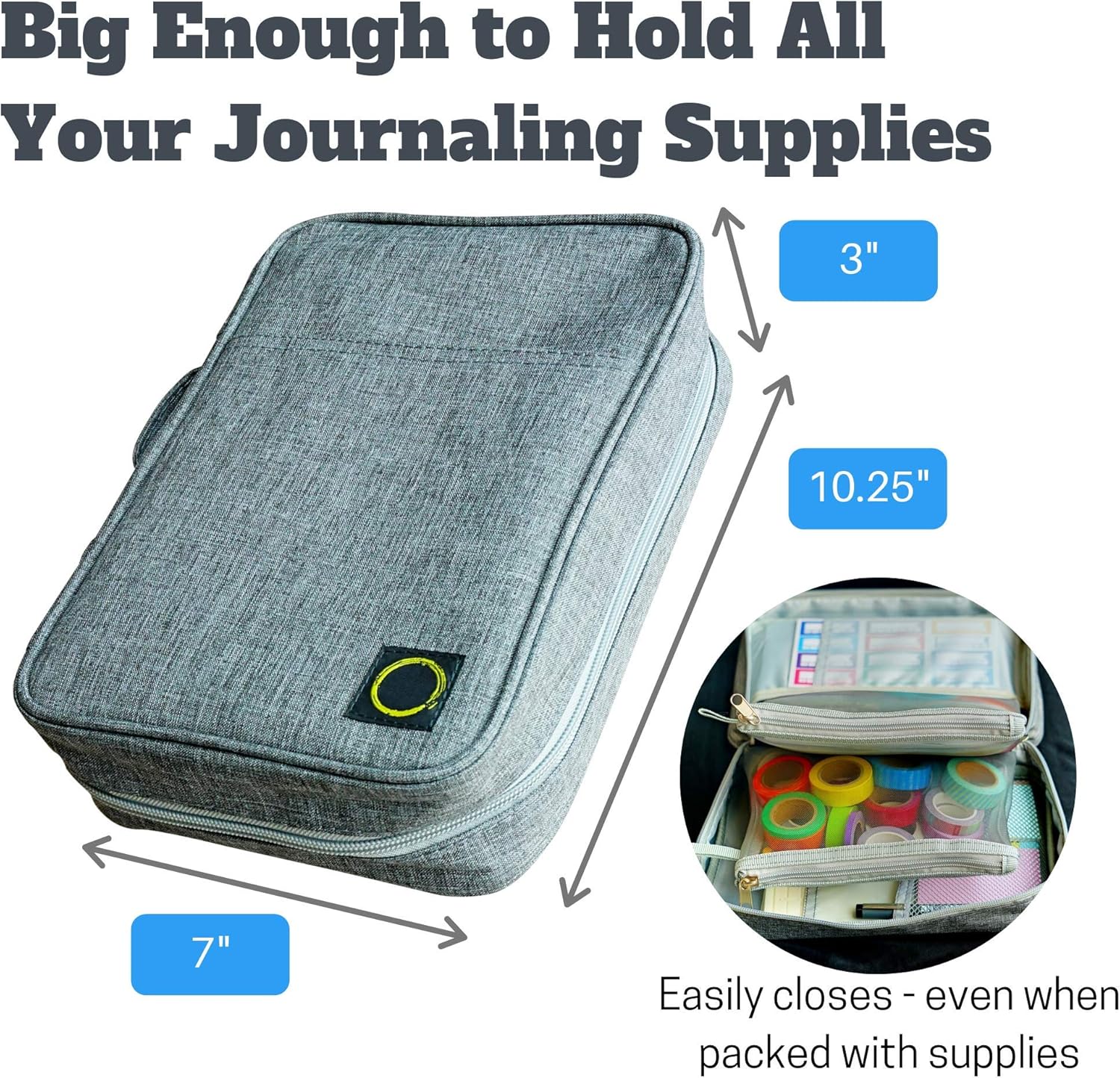 Journal Supplies Storage Case (Gray - Medium) - Custom Travel Organizer Holder for A5 Planner, Pens, Journal Supplies and Accessories (Case Only - Supplies Not Included) : Office Products