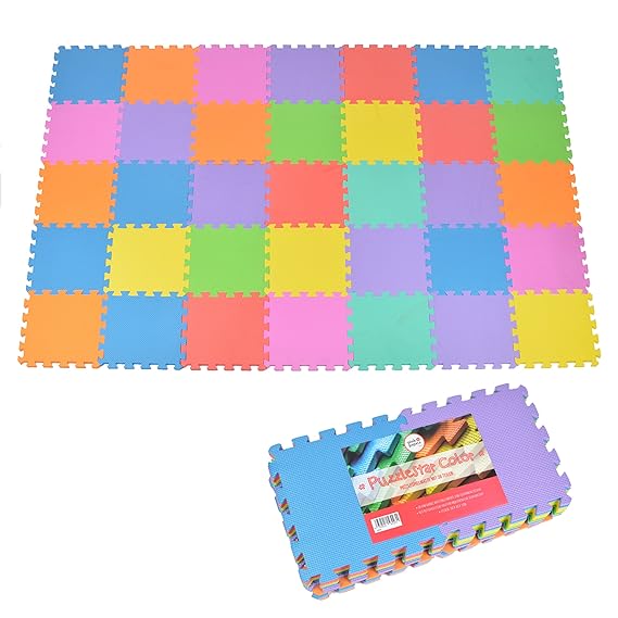 Pink Papaya Puzzlematte Kids Color, 36 TLG. Puzzlematte für Kinder aus rutschfestem Eva - große Spielmatte zusammensteckbar, 