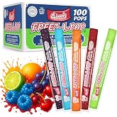 Freeze Pops, 100 Count Ice Pops Bulk Pack of Refreshing Assorted Flavors, Enjoy Popsicles Frozen and Ready Anytime, Bright, Fruity and Fun Flavor Ice Freeze Pop for All Ages