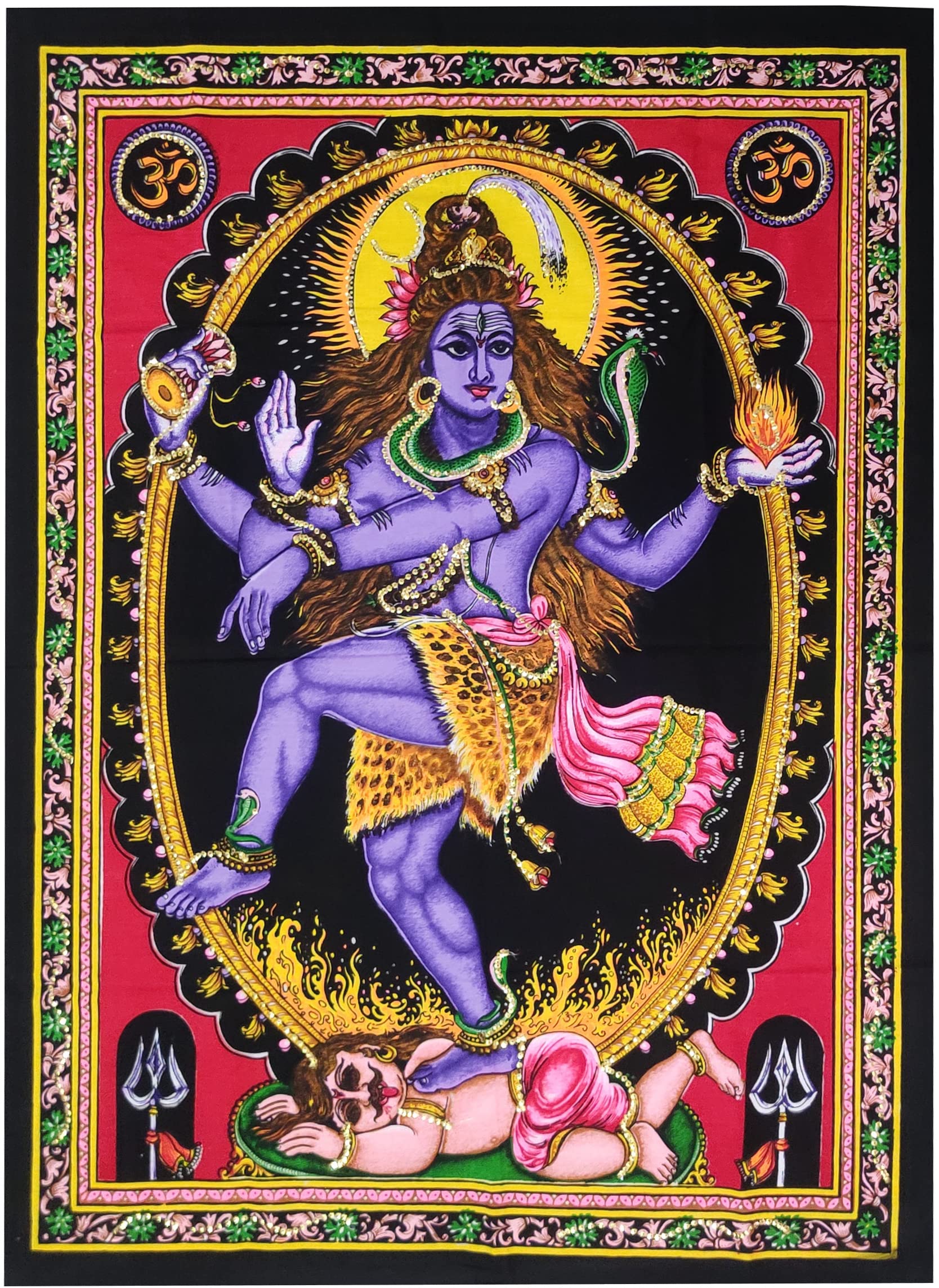Purpledip Cotton Wall Poster Shiva Mahadev: Spiritual Hanging Unframed Sheet, Multicolor (20086)