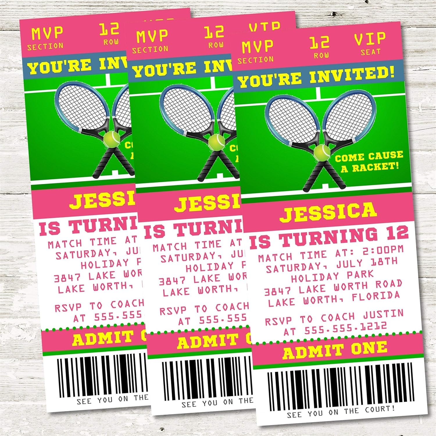 Amazon Com Tennis Birthday Party Ticket Invitations Tennis