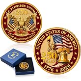 FLAGWIX 250 Anniversary USA Merchandise, American 250th Challange Coin | USA 250th Anniversary Commemorative Coin, Semiquincentennial 1776&ndash;2026, Statue of Liberty and Eagle Design