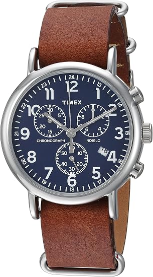 Amazon Timex ウィークエンダー クロノグラフ 40mm 腕時計 ブラウン シルバー ブルー メンズ腕時計 腕時計 通販