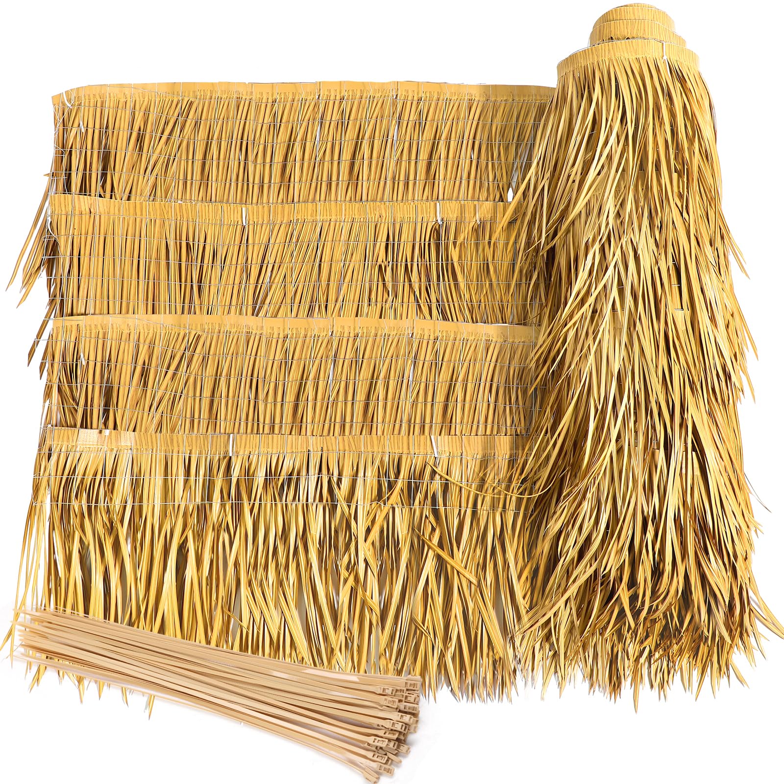 Photo 1 of Wavwavw Mexican Tiki Straw Roof Thatch Synthetic Duck Blind Grass 19.7x4.4 ft Bar Decor Artificial Palm Hut Grass Duck Boat Palapa Straw for Garden Patio Fence Party Umbrella Covers