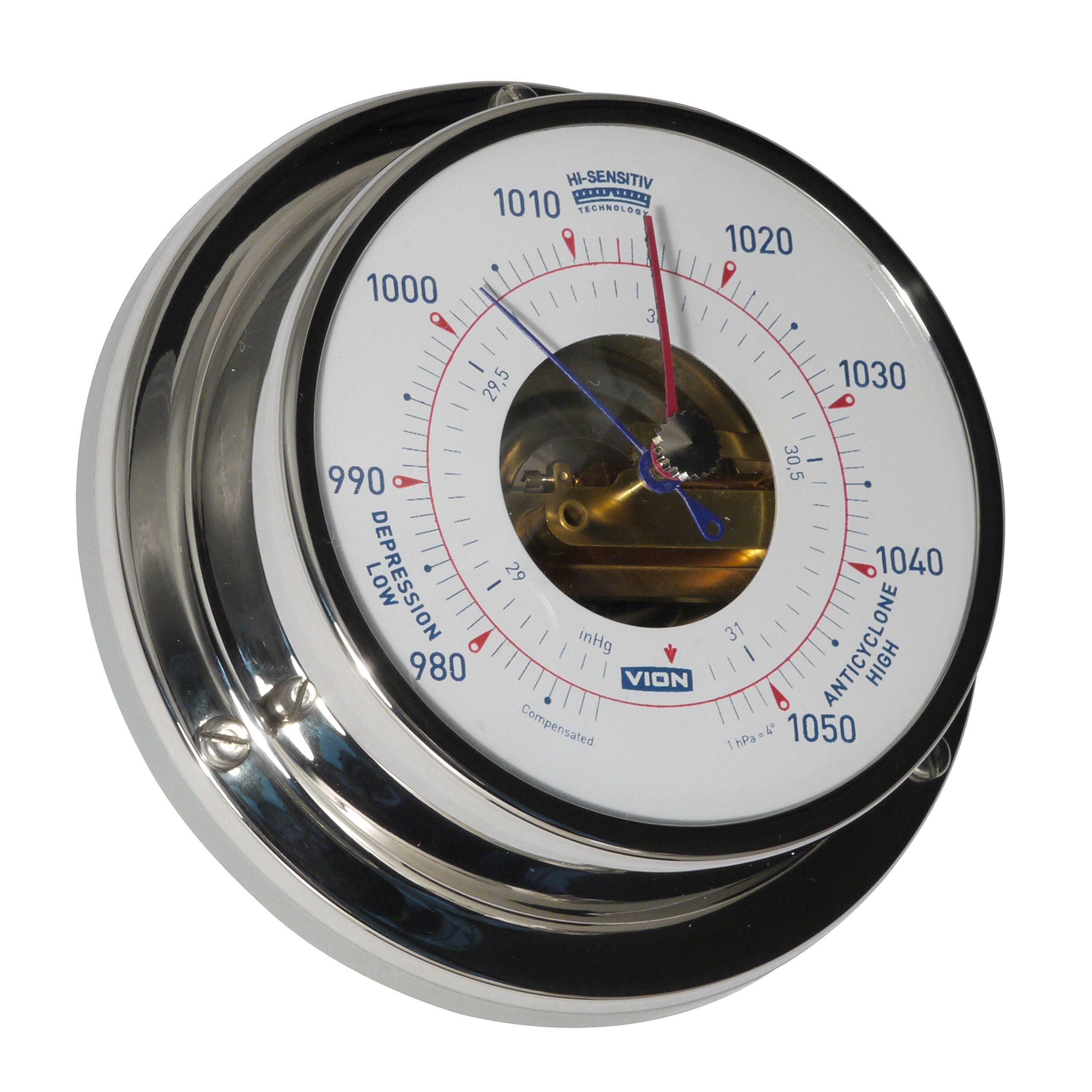Delite Marine Barometer with 97 mm Wall Flange, Stainless Steel