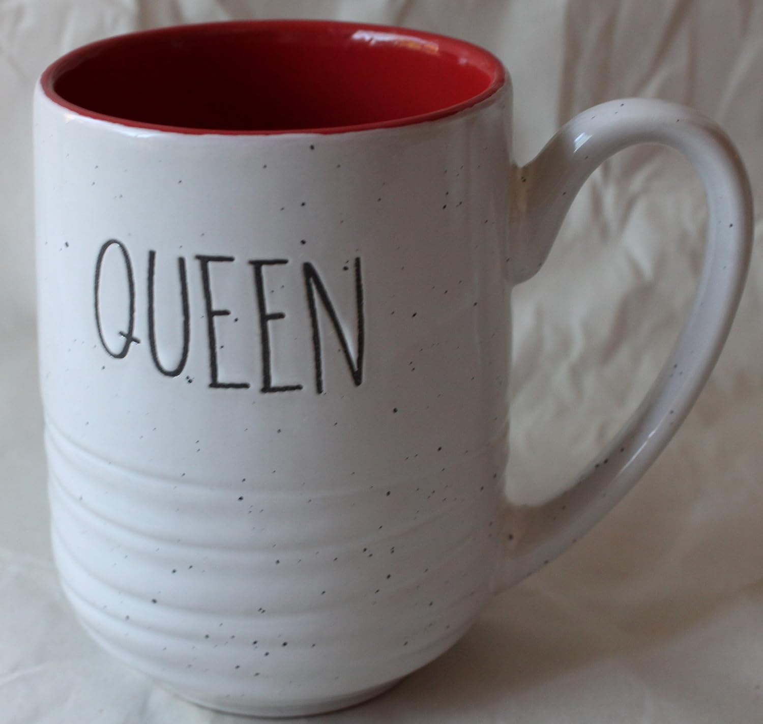 Sheffield Home Ceramic Coffee Tea Mug Embossed Specks Queen Red