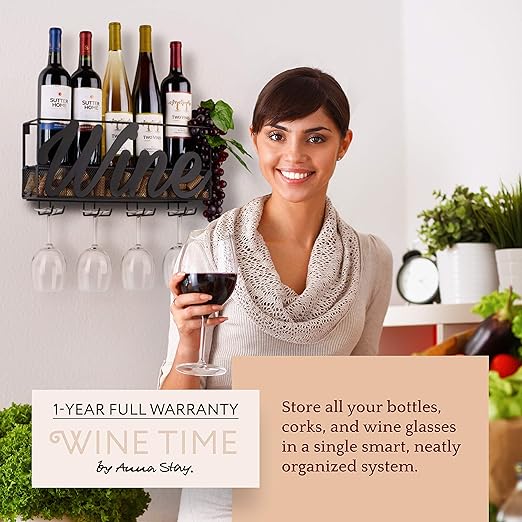 Weinregal Zur Wandmontage Flaschen Und Glashalter Kork Aufbewahrung Aufbewahrung In Rot Weiss Champagner Kommt Mit 6 Kork Weinanhangern Heim Und Kuchendekoration Entworfen Von Anna Stay Wine Amazon De Kuche Haushalt