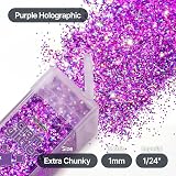 Hemway Purple Holographic Glitter Shaker Extra Chunky 130g for Resin Craft view 4