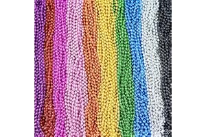 ZYFLSQ 300 Pcs Mardi Gras Beads Necklaces Bulk, 33" 7mm Multi Colors Metallic Beaded Necklaces for Party Costume Necklaces