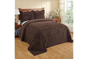 Better Trends 1 Piece Chenille Bedspread Queen Size 100% Cotton Chenille Bedding Lightweight Medallion Pattern Bedroom Decor Rio Collection