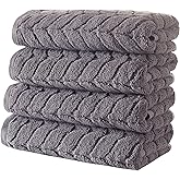Turkish Cotton Ultra-Soft Plush Absorbent Quick Dry Bathroom Towel Set, Made in Turkey (Gray, 4 Pcs Hand Towel Set)
