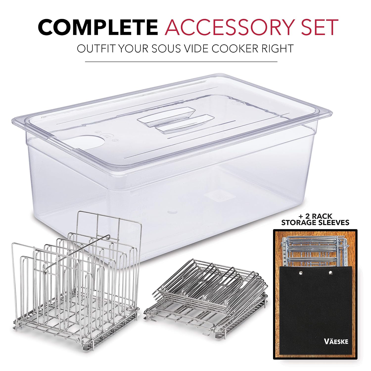 Sous Vide Container with Lid & Rack 12 Quart Capacity Durable