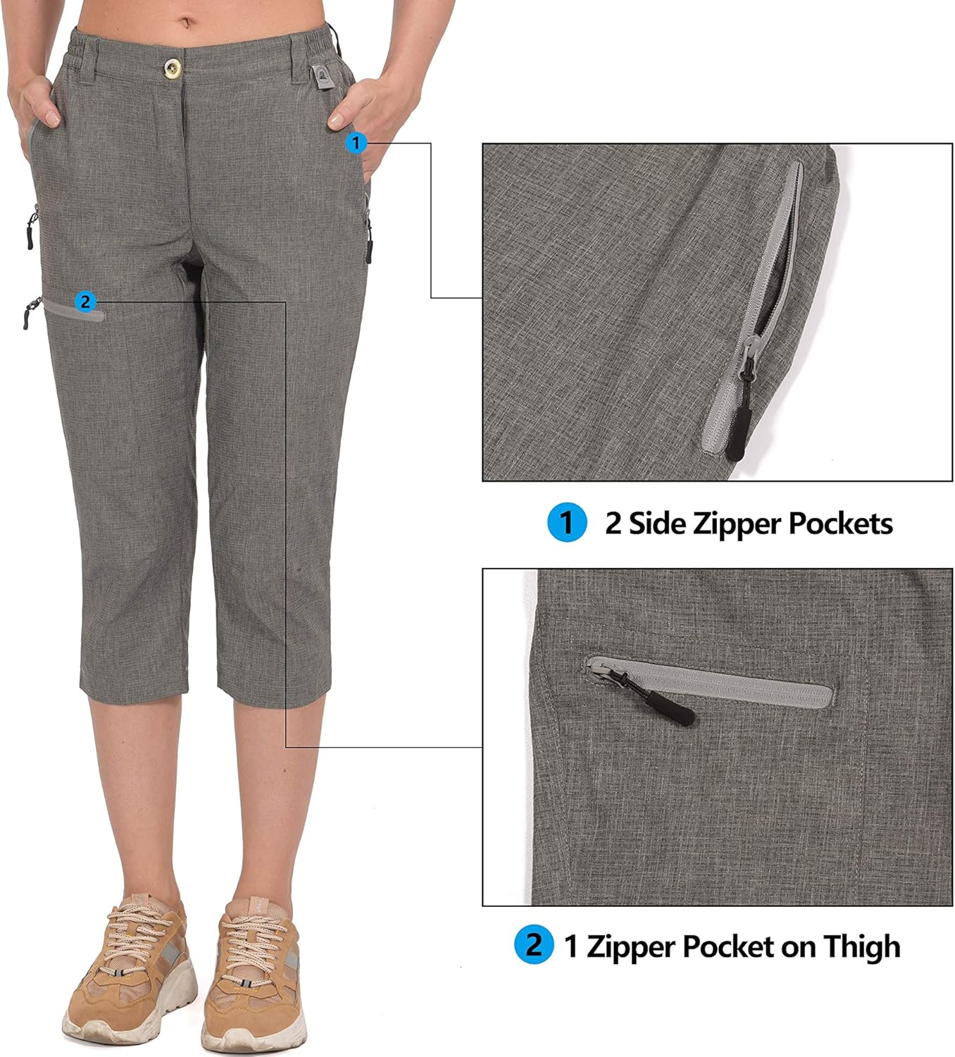 Mapamyumco Women's Ultra Breathable Lightweight Quick Dry Capri Pants Slim Golf Hiking: Clothing