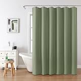 Shower Curtain 182x198cm Green with Metal Hooks Waffle Fabric view 2