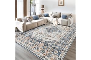 VECARF Area Rug Living Room Rugs 5x7- Large Soft Machine Washable Rugs Distressed Oriental Medallion Rugs for Bedroom Non-Slip Low-Plie Stain Resistant Indoor Carpet for Dining Room Nursery Home Office