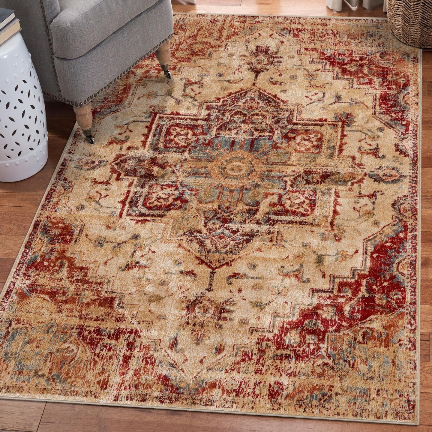LUXE WEAVERS Vintage Moroccan Area Rug, Ivory 8x10 Image