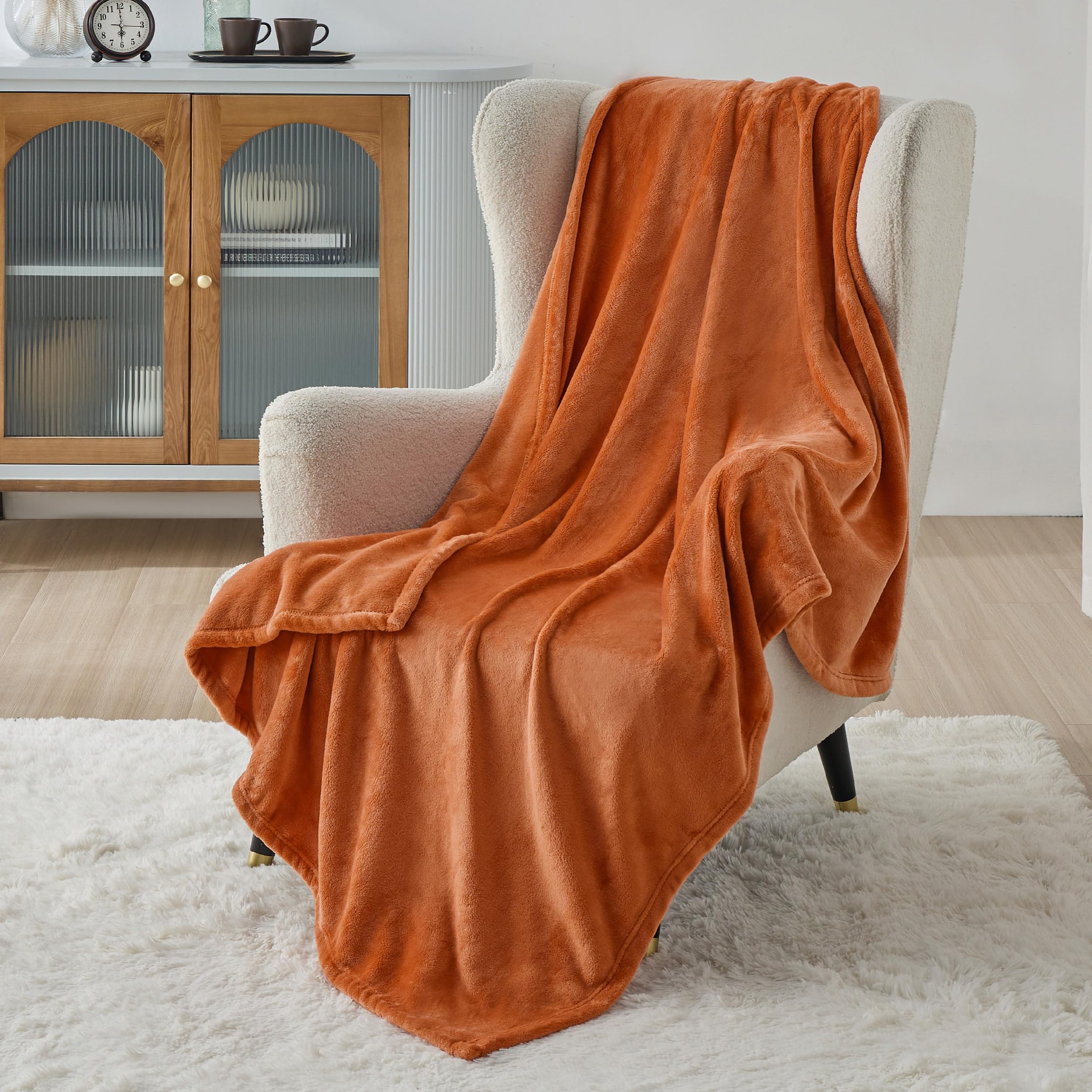 Photo 1 of Bedsure GentleSoft Fleece Blanket Twin Size Burnt Orange - 300GSM Lightweight Plush Fuzzy Cozy Soft Warm Blanket for Bed, Sofa, Couch, Travel, Camping, 60x80 inches