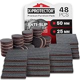 X-Protector Non-Slip Furniture Pads 48 Pcs 32 Round 25mm 16 Square 50mm