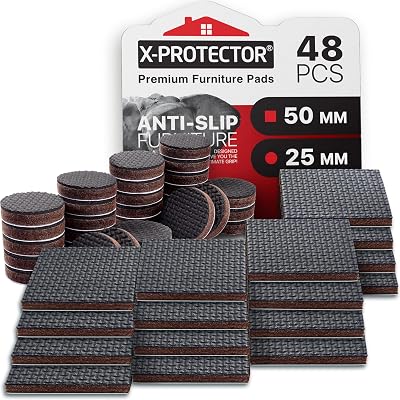 X-Protector Non-Slip Furniture Pads 48 Pcs 32 Round 25mm 16 Square 50mm